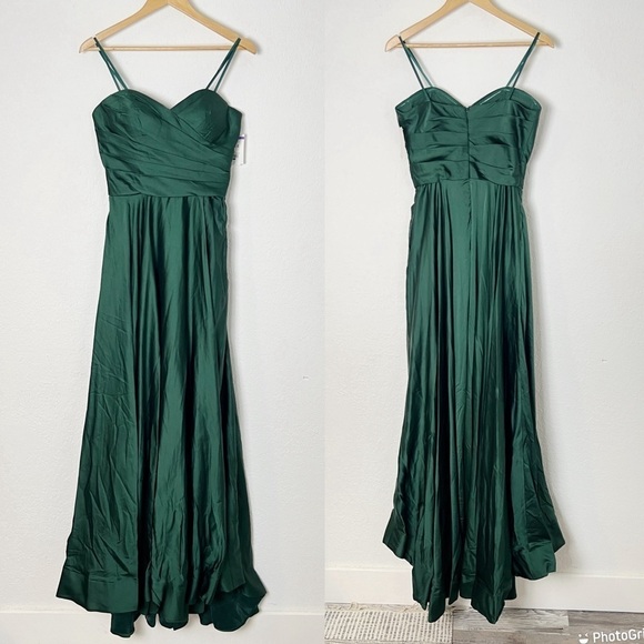 La Femme Strapless Slit Satin Ballgown - Picture 2 of 10